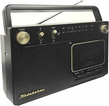Studebaker Portable Retro Home Audio Stereo AM/FM Radio & Cassette Player (Gold)