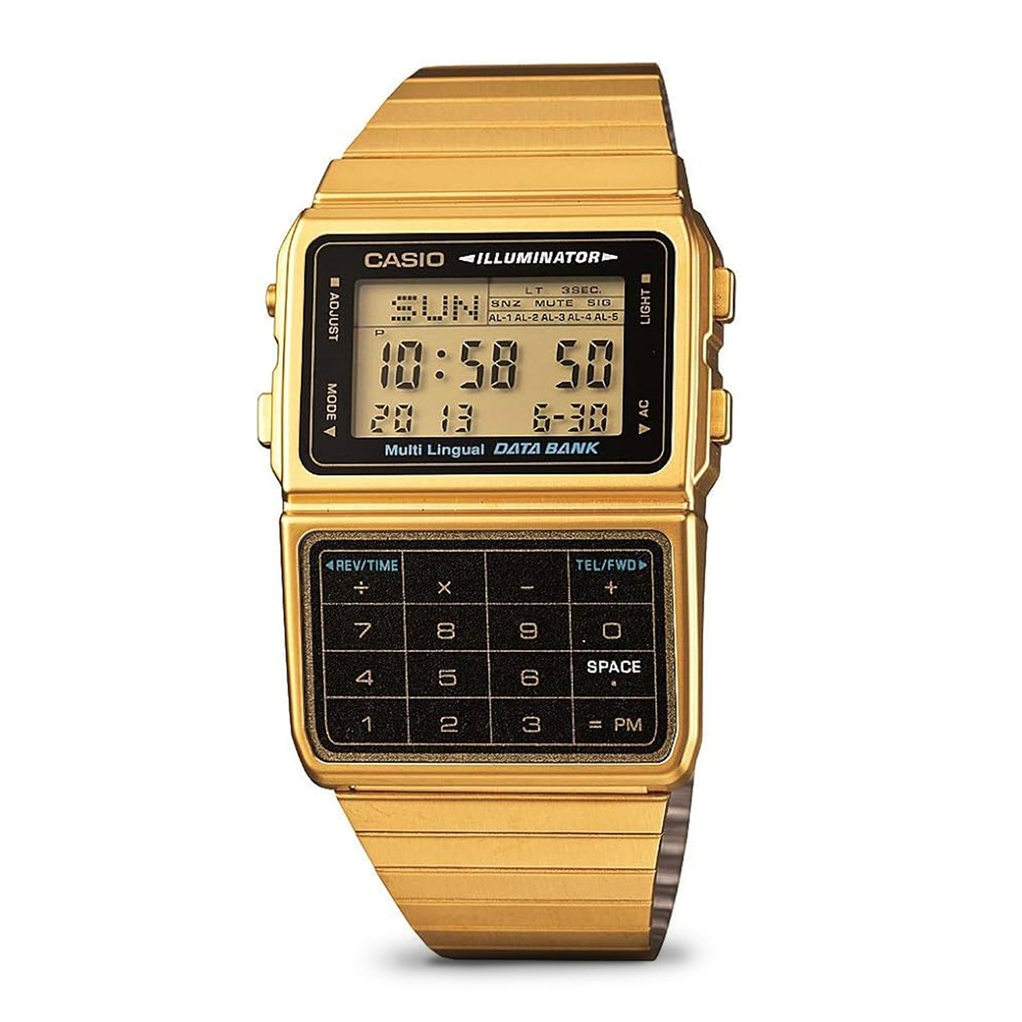 Casio #DBC611G-1D Men's Gold Tone 25 Memory Calculator Databank Watch