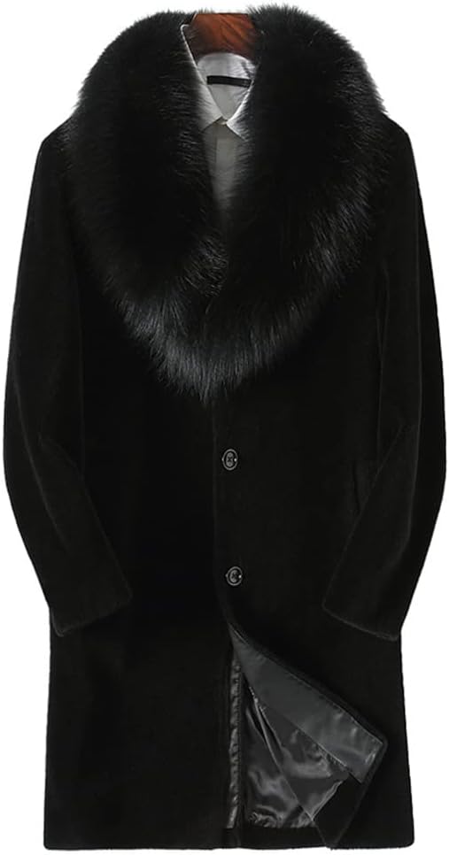 Men Long Black Fur Coat