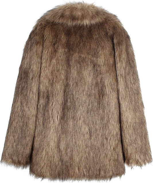 Mens Brown Luxury Faux Fur Jacket