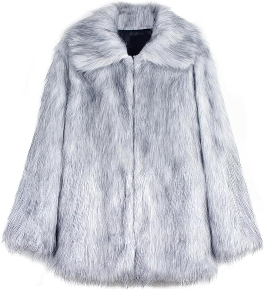 Mens Luxury Faux Fur Jacket (Grey)