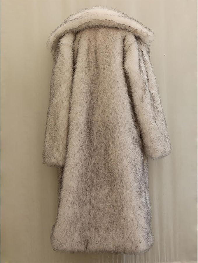 Men's Faux Fur Long Mink Coat (WHITE)